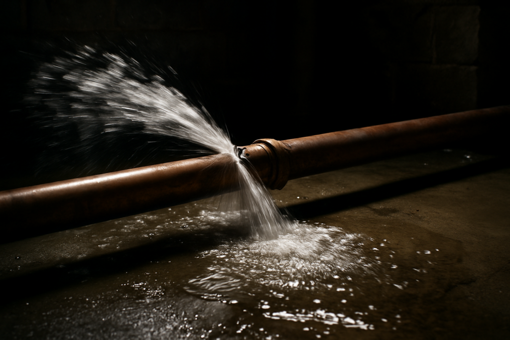 Burst copper pipe emergency — ED Plumbing Toronto