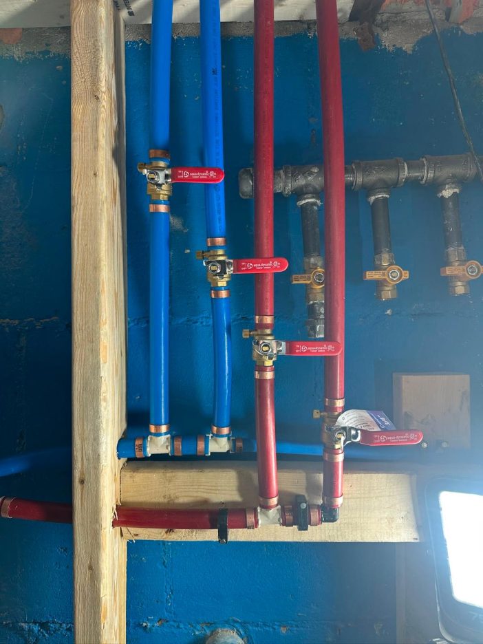 Professional PEX pipe installation with Aqua-Dynamic ball valves by ED Plumbing Toronto